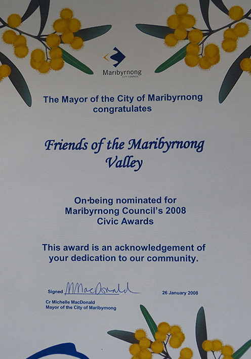 FMV Online - Awards - Maribyrnong Council Civic Awards 2008